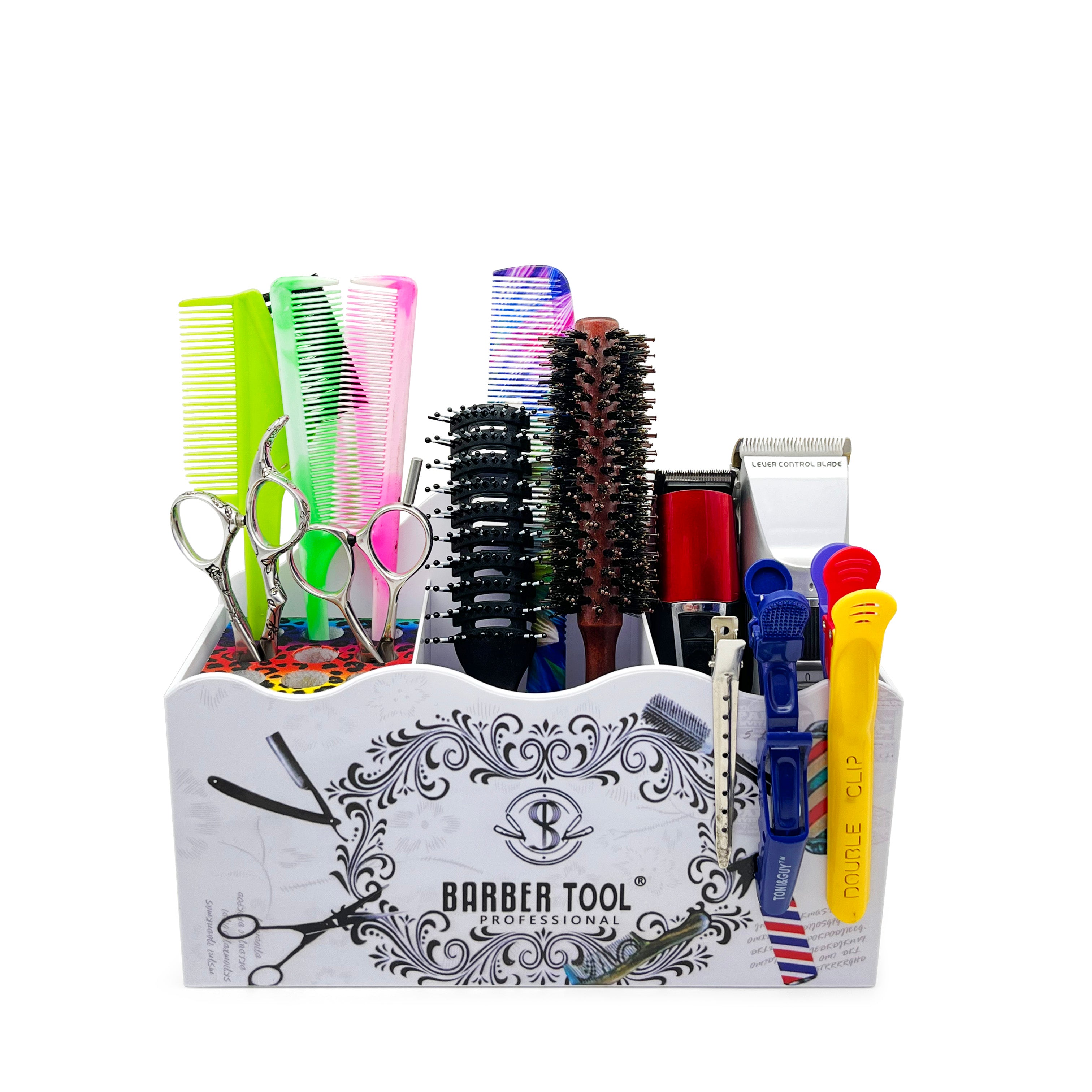 Large Scissors Holder Tools Compartments Hair Cutting Black and White - 413