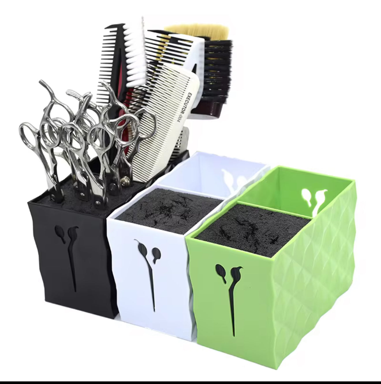 Compartments Hair Cutting Scissors Holder Tools Black and White - 402