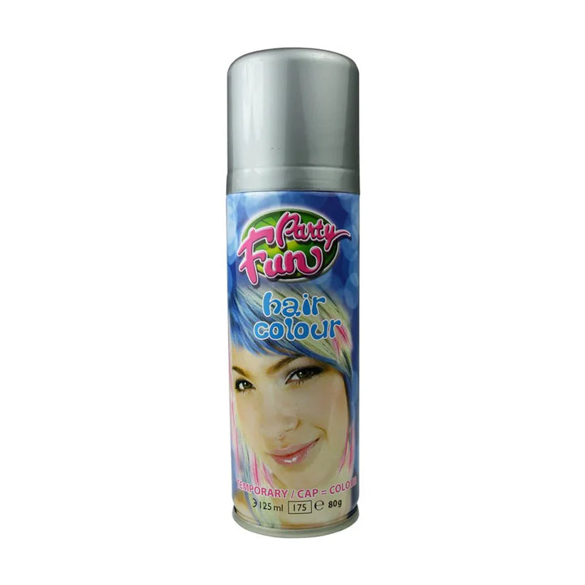 Party Fun Temporary Hair Colour Spray Silver 125ml