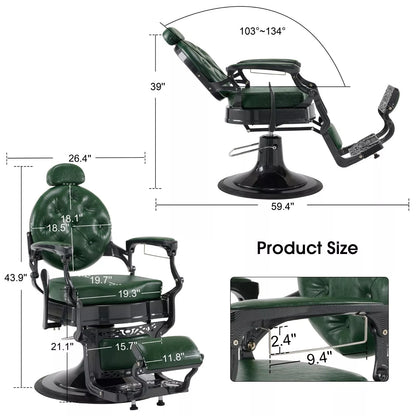 Green Barber Chair – Heavy Duty Superior Quality for Barbershops - DY-48-3G