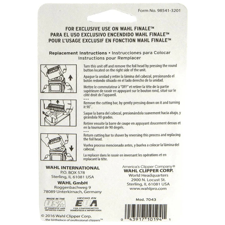 Wahl Finale Super Close Gold Shaver Foil + Cutter Bar Assembly #7043